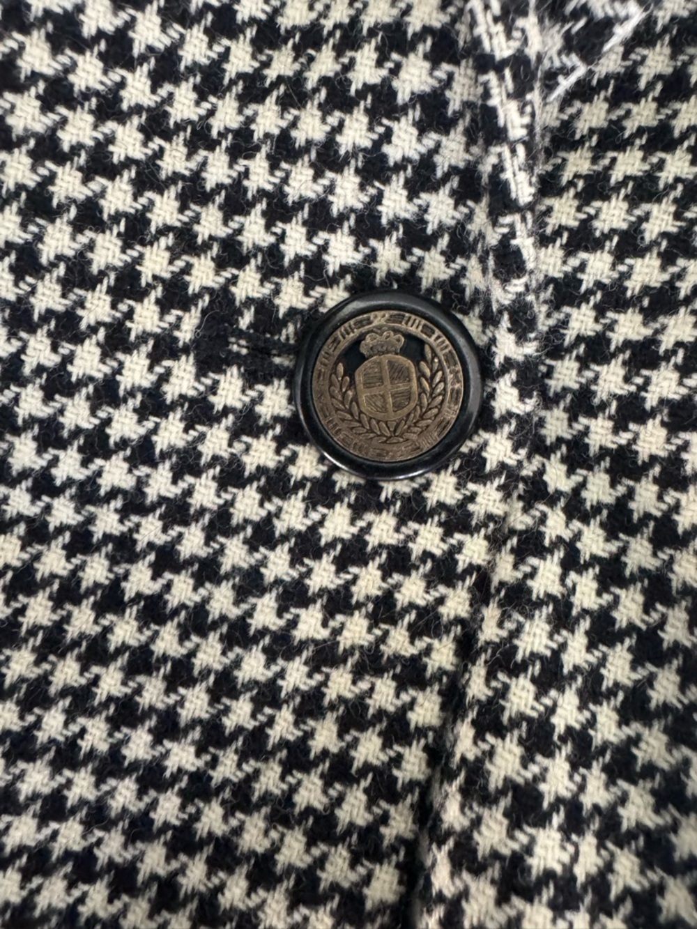 Prophesy Petite by Sag Harbor Houndstooth Blazer Size 14 Petite Black Ivory Wool - Picture 6 of 7